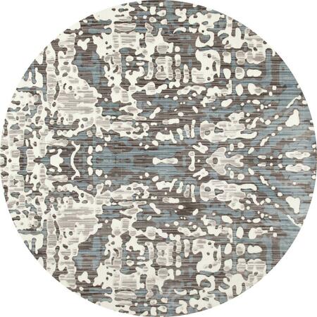 ART CARPET 8 Ft. Titanium Collection Topography Woven Round Area Rug, Linen 841864116470